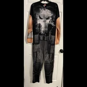 Marvel Punisher Men’s All In One Pajamas Zip Up Size Medium Long Sleeves Flannel